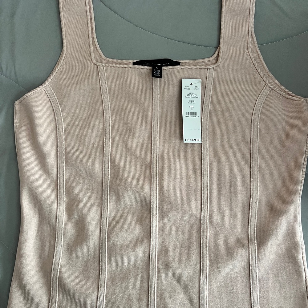 Pale Pink Sleeveless Square Neck Top